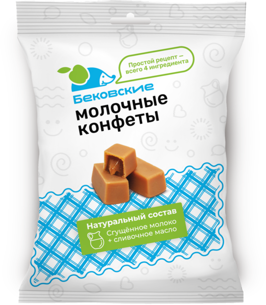 Бековские молочные конфеты флоупак в пакете