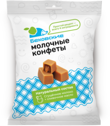 Бековские молочные конфеты флоупак в пакете